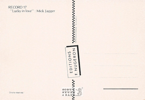 Mick Jagger Lucky in Love Album French Postcard, Editions Nugeron #RECORD17