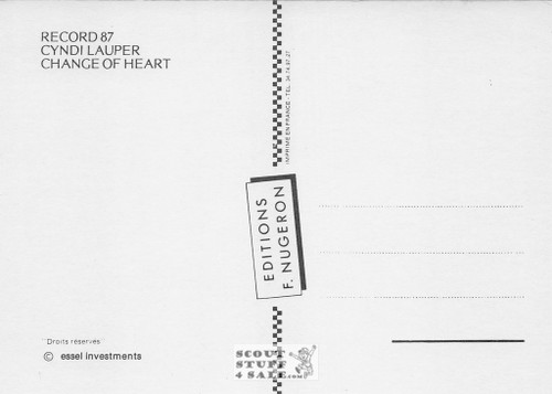 Cyndi Lauper Change of Heart Album French Postcard, Editions Nugeron #RECORD87