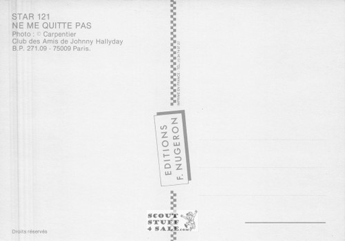 Johnny Hallyday French Postcard, Editions Nugeron #STAR121