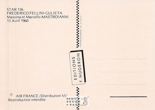 Fellini and Mastroianni French Postcard, Editions Nugeron #STAR136