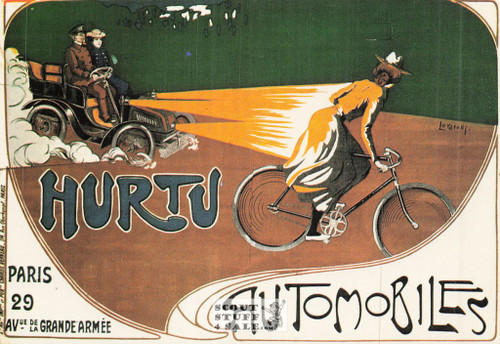1900's French Advertising Poster on Postcard, Hurtu Automobiles, Nugeron #VA13