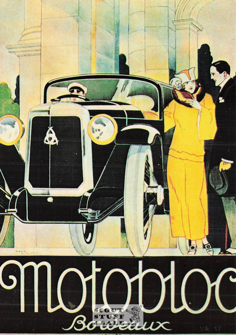 1900's French Advertising Poster on Postcard, Motobloc Automobiles, Nugeron #VA17