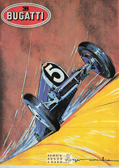 1900's French Advertising Poster on Postcard, Bugatti Automobiles, Nugeron #VA19