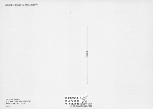 Jack Nicholson as the Joker, Batman Postcard, DC Comics, Ludlow Sales #BM1