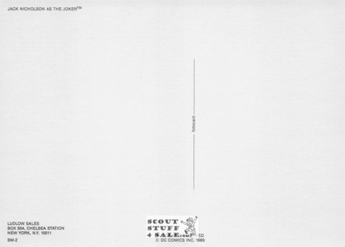 Jack Nicholson as the Joker, Batman Postcard, DC Comics, Ludlow Sales #BM2