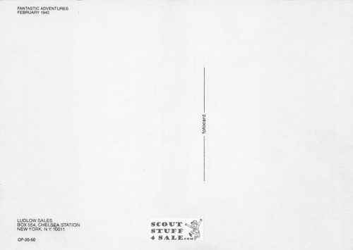 Fantastic Adventures Magazine Cover February 1940 Postcard, Ludlow Sales #CP20