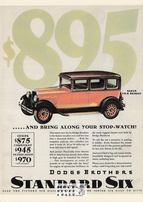 Dodge Brothers Standard Six  Automobiles Advertisement, Ludlow Sales #CP30