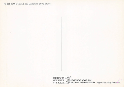 Love Story Sepia Print Postcard, Ryan O'Neal & Ali Macgraw, Ludlow Sales #FC604