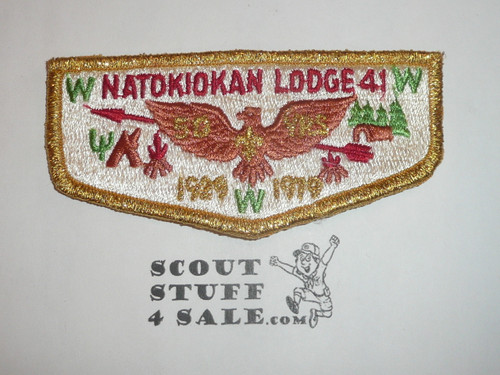 Order of the Arrow Lodge #41 Natokiokan zs2 50th Anniversary Fake Flap Patch - Boy Scout