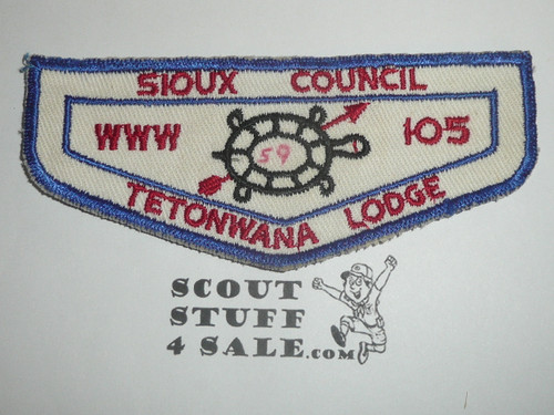 Order of the Arrow Lodge #105 Tetonwana f1a First Flap Patch, year added