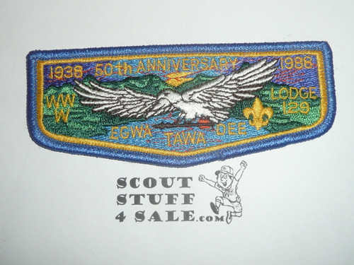 Order of the Arrow Lodge #129 Egwa Tawa Dee s7 50th Anniversary Flap Patch
