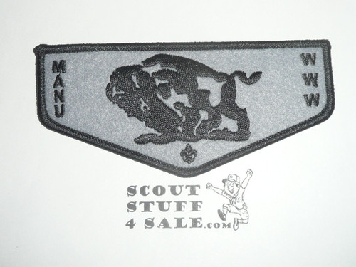 Order of the Arrow Lodge #133 Ma-Nu Flap Patch, black bdr, gray felt