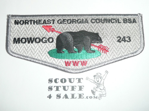 Order of the Arrow Lodge #243 Mowogo s Flap Patch, gray bdr
