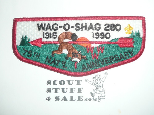 Order of the Arrow Lodge #280 Wag-O-Shag s6 OA 75th Anniversary Flap Patch
