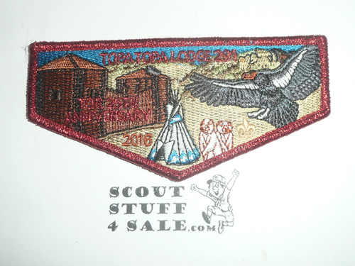 Order of the Arrow Lodge #291 Topa Topa 2016 Memorabilia Auction Flap Patch, red mylar bdr