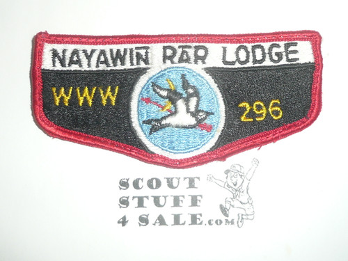 Order of the Arrow Lodge #296 Nayawin Rar s2 Flap Patch, sewn