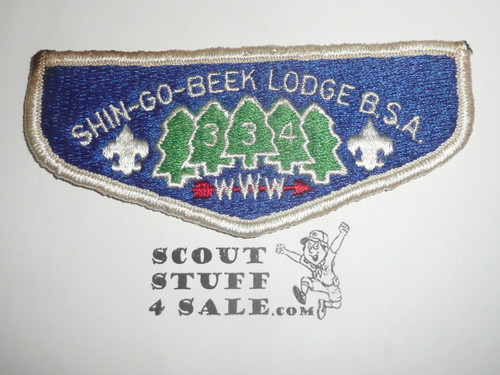 Order of the Arrow Lodge #334 Shin-Go-Beek s8 Flap Patch, spot on upper left bdr