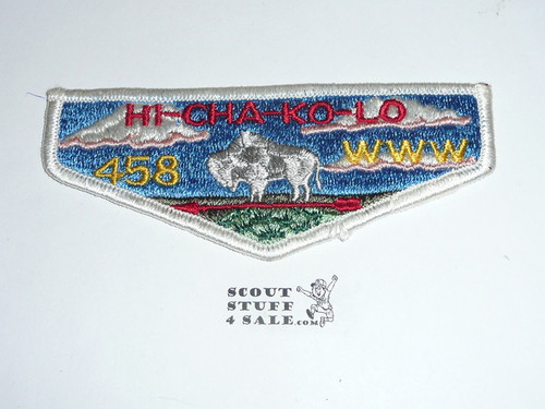 Order of the Arrow Lodge #458 Hi-Cha-Ko-Lo s3 Flap Patch, used