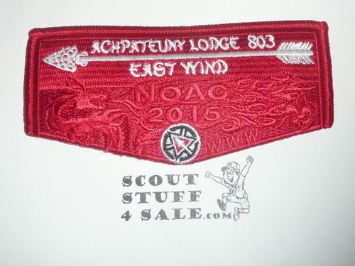 Order of the Arrow Lodge #498 Achpateuny 2015 NOAC East Wind Flap Patch, Red