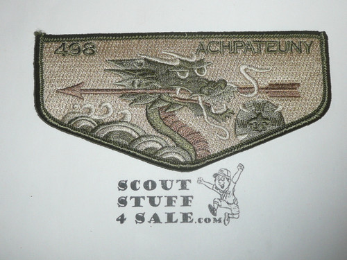 Order of the Arrow Lodge #498 Achpateuny s Flap Patch, olive bdr