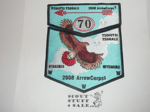 Order of the Arrow Lodge #70 Tsoiotsi Tsogalii 2008 Arrow Corps 2 piece Flap Patch Set
