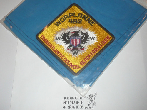 Order of the Arrow Lodge #482 Black Eagle x3 Patch on blue neckerchief