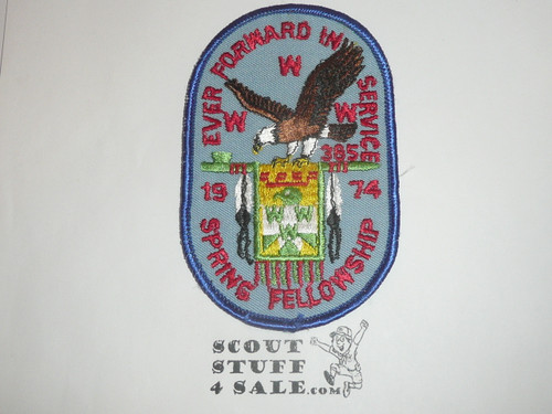 Order of the Arrow Lodge #385 Yustaga 1974 Spring Fellowship Patch