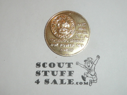 Pikes Peak Council 1969 Boy Power Award Coin / Token, Gold