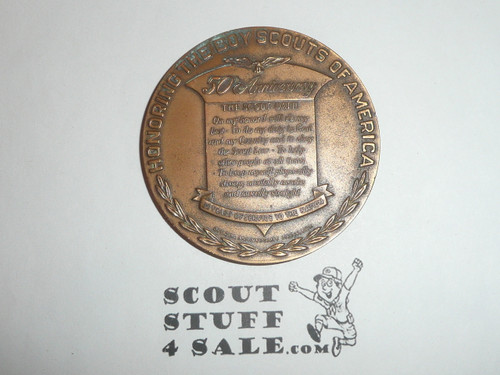1960 Boy Scout 50th Anniversary Bronze Medallion, 2.75"