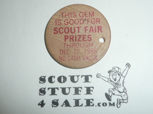 Orange County Council 1986 Scout Fair Boy Scout Wooden Nickel