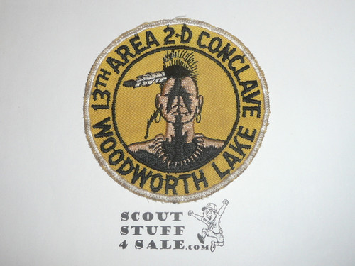Order of the Arrow Area 2-D Conference Patch, 1963, Woodworth Lake, lite use