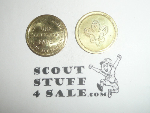 1967 Camp Alexander One Fare Coin / Token, Pikes Peak Council, Colorado Springs