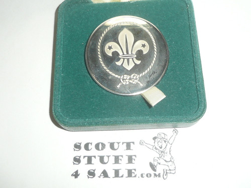 Silver Baden Powell Coin made by the World Scout Movement, in special case