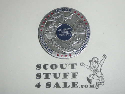 US Navy Challenge Coin / Token, Honor Courage Commitment Core Values