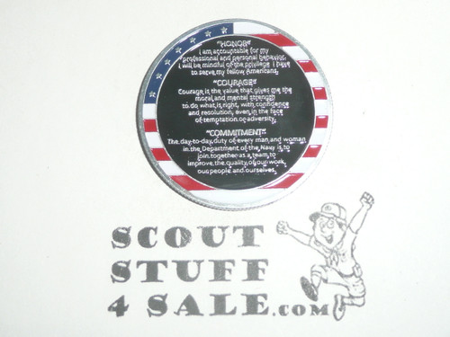 US Navy Challenge Coin / Token, Honor Courage Commitment Core Values