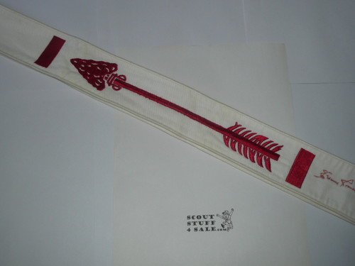 1950's Embroidered On Twill Brotherhood Order of the Arrow Sash, Heavy Twill and Edge Border, Unused, Signed Goodman, signature has been sewn over to preserve