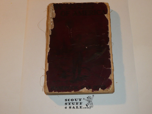 1913 Boy Scout Handbook, First Edition, Fourth Printing, printed "Fourth Edition" on title page, considerable spine and cover wear, back cover separated from binding