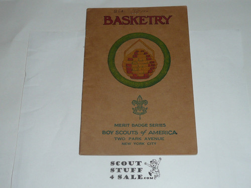 Basketry Merit Badge Pamphlet, Type 3, Tan Cover, 3-36 Printing