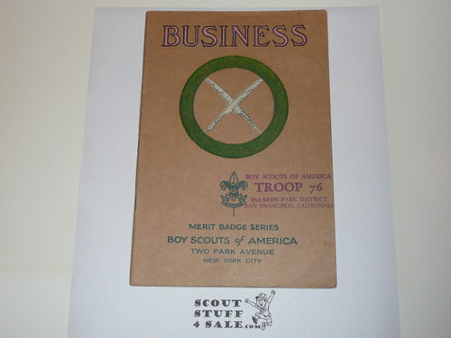 Business Merit Badge Pamphlet, Type 3, Tan Cover, 5-37 Printing