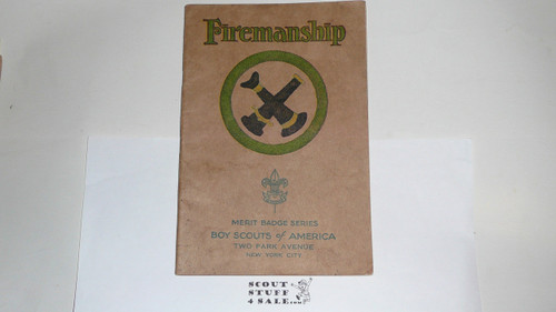 Firemanship Merit Badge Pamphlet, Type 3, Tan Cover, 3-35 Printing