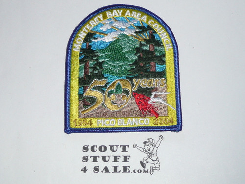 Pico Blanco Scout Reservation 50th Anniversary Patch, Monterey Bay Area Council, 2004, blue bdr