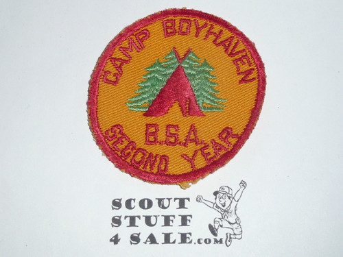 Camp Boyhaven Second Year Patch, Schenectady County Council, c/e twill, lite wear