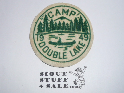Camp Double Lake flocked on canvas Patch, Sam Houston Area Council, 1949
