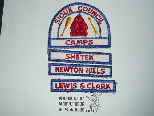 Sioux Council Camps Patch with Shetek, Newton Hills and Lewis & Clark Segments