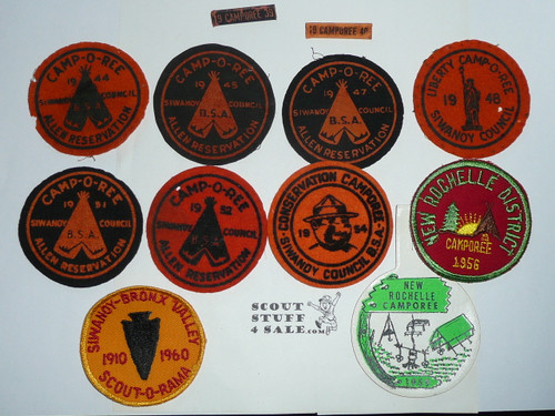 Group of Siwanoy Council 1939-1959 Camporee Felt Patches and pins - Boy Scouts