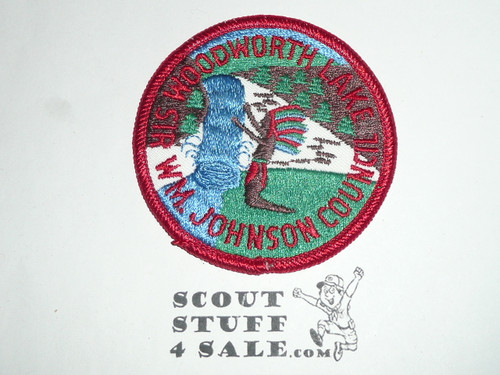 Woodworth Lake Scout Reservation Patch, Sir William Johnson Council, 1975 , wht twill, red r/e bdr