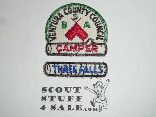 Camp Three Falls Segment Patch used with 1960's Council Camper Patch, Ventura County Council, segment only