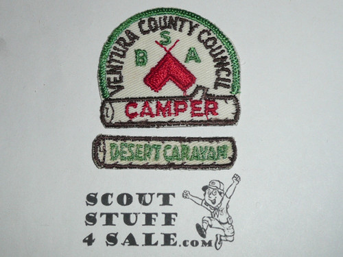 Desert Caravan Segment Patch used with 1960's Council Camper Patch, Ventura County Council, segment only, green lettering, sewn