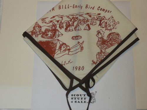 Woodworth Lake Scout Reservation Early Bird Camper Neckerchief, Sir William Johnson Council, 1980