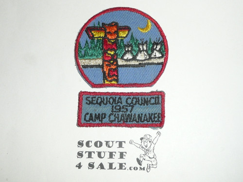 Camp Chawanakee Patch 1957, shown with Council camping patch but ONLY the Segment is included